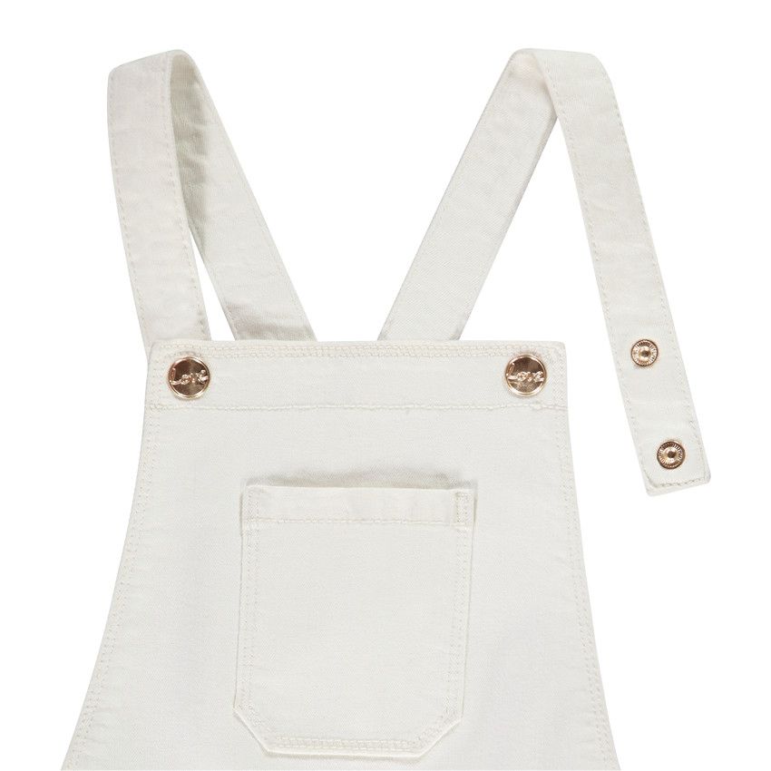 Salopette longue en denim overdye avec ceinture en tissu pour fille - Ecru