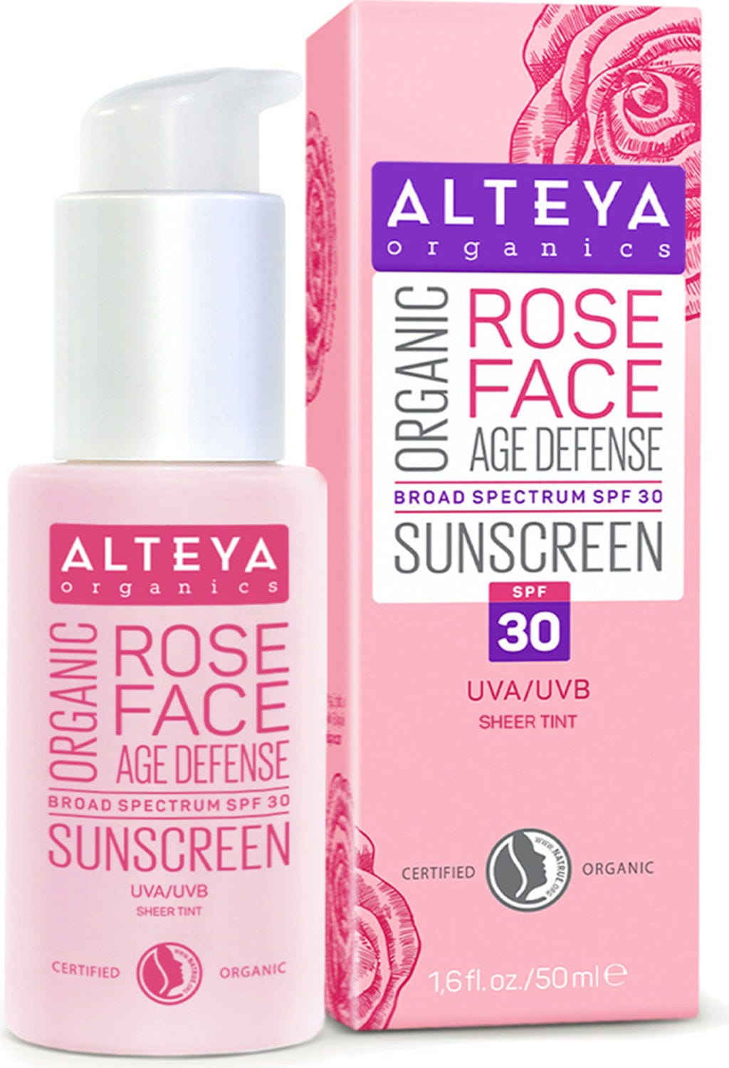 Alteya Organics  Organic Rose Face Sunscreen SPF 30, 50 ml
