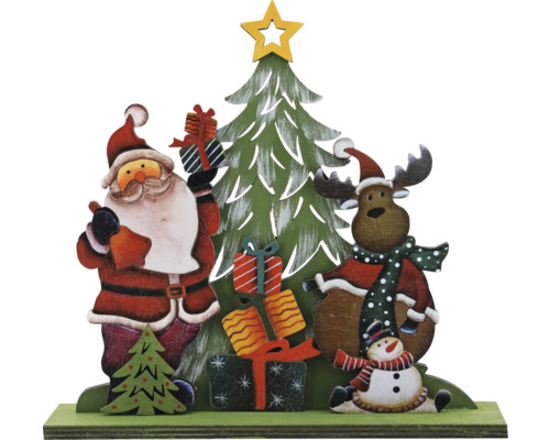 Kerstdecoratie Kerstman met eland 20 x 18,5 cm