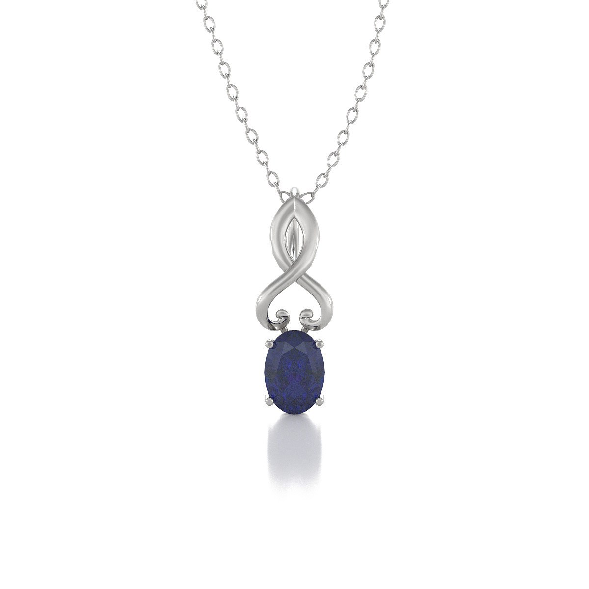 Collier Pendentif Or Blanc Saphir - Bijou de Luxe pour un Anniversaire Inoubliable | Aden