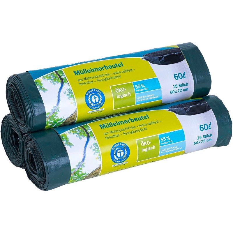 Sac poubelle 60 litres Secolan vert/noir - 15 sacs