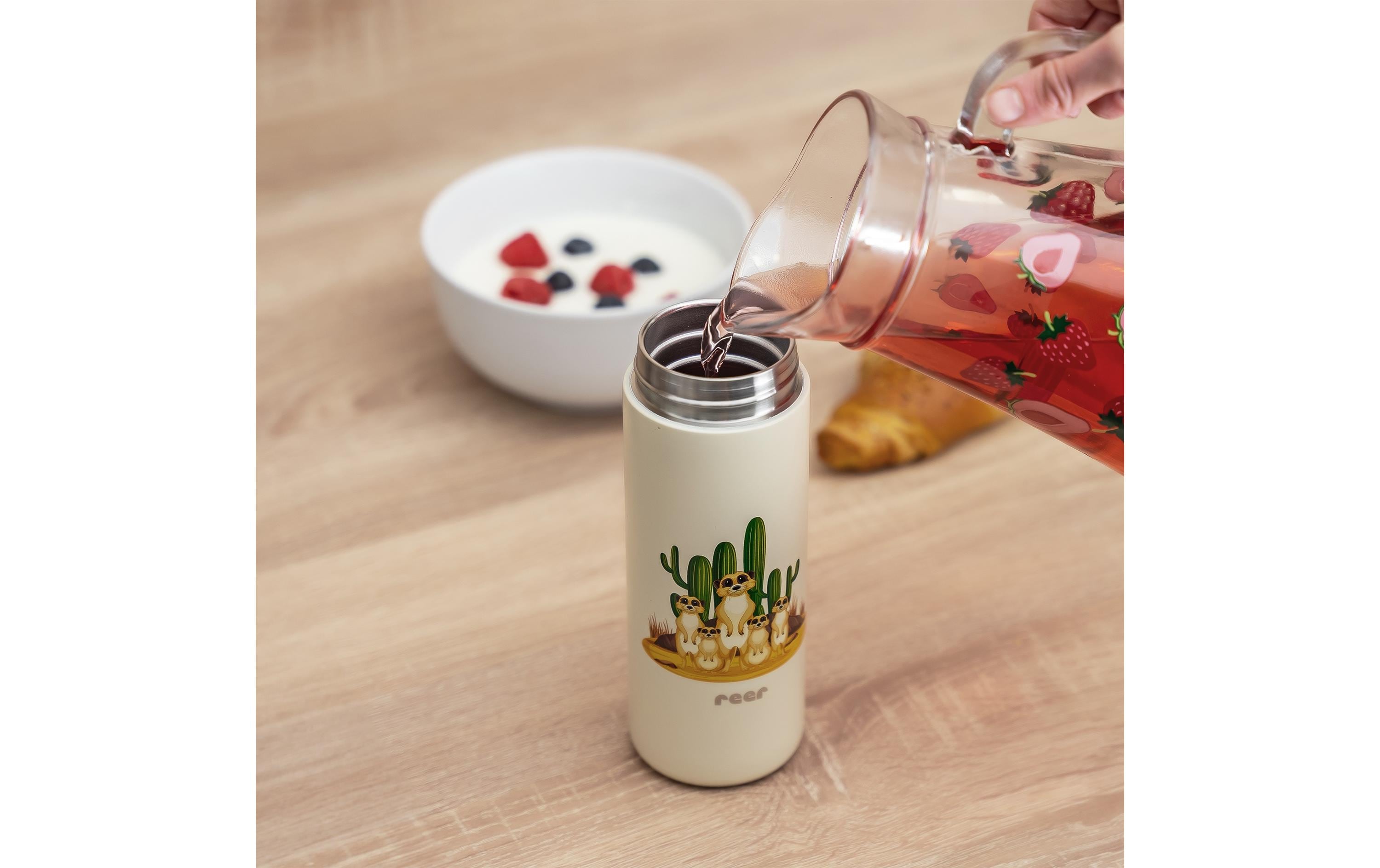 Trinkflasche Kids Creme 350 mlTrinkhalmflasche mit Halm für Kinder