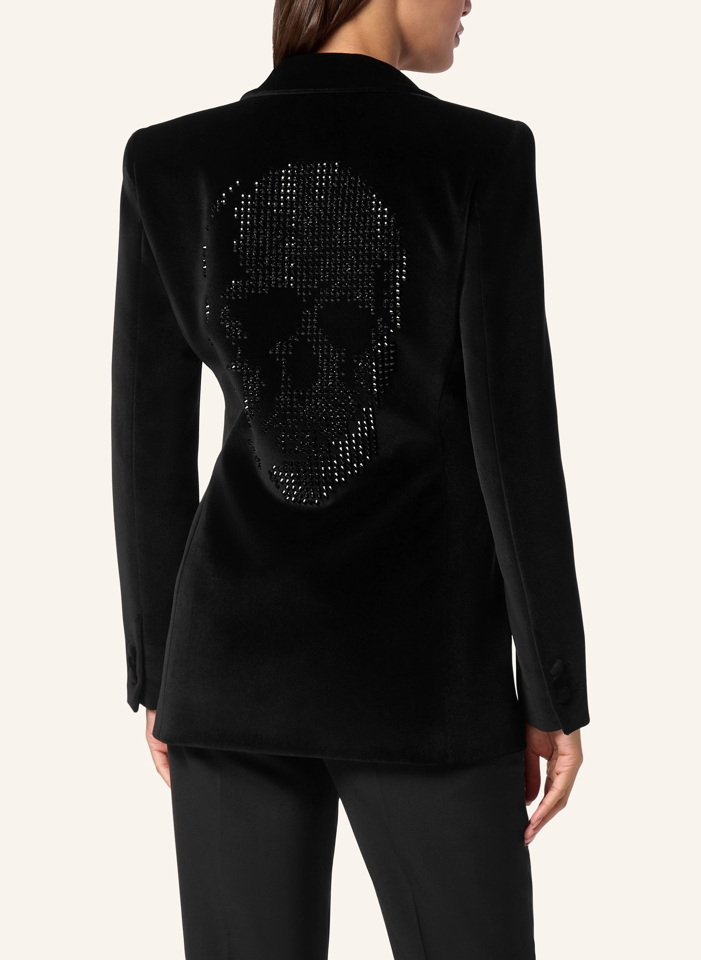 PHILIPP PLEIN Samt-Blazer mit Steinbesatz SKULL