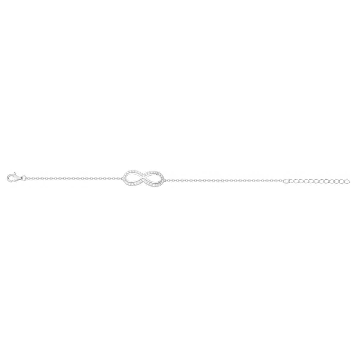 Bracelet souple mono-motif en Argent avec oxyde de zirconium blanc