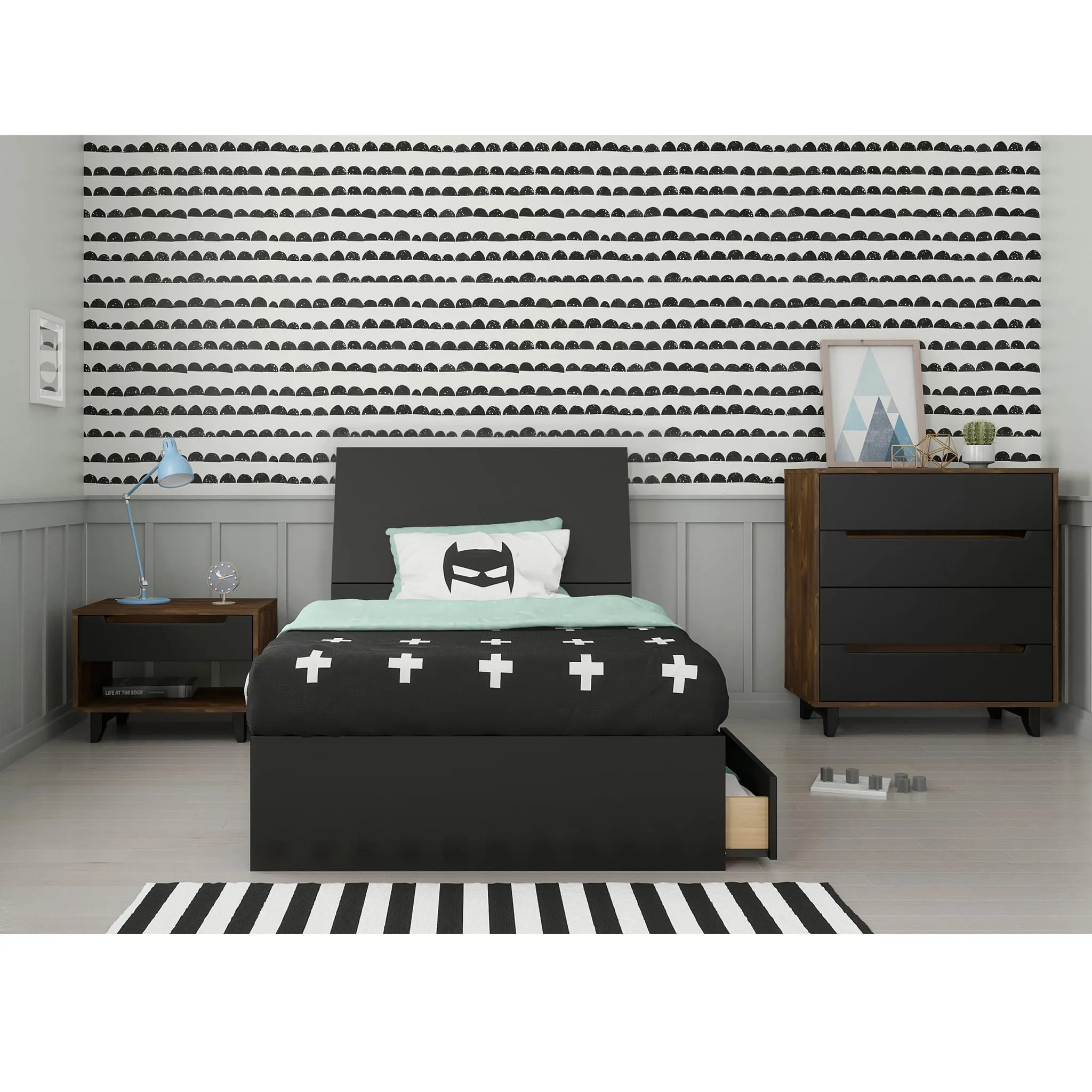 Nexera Bureau 4 Tiroirs Aston - Truffe et Noir