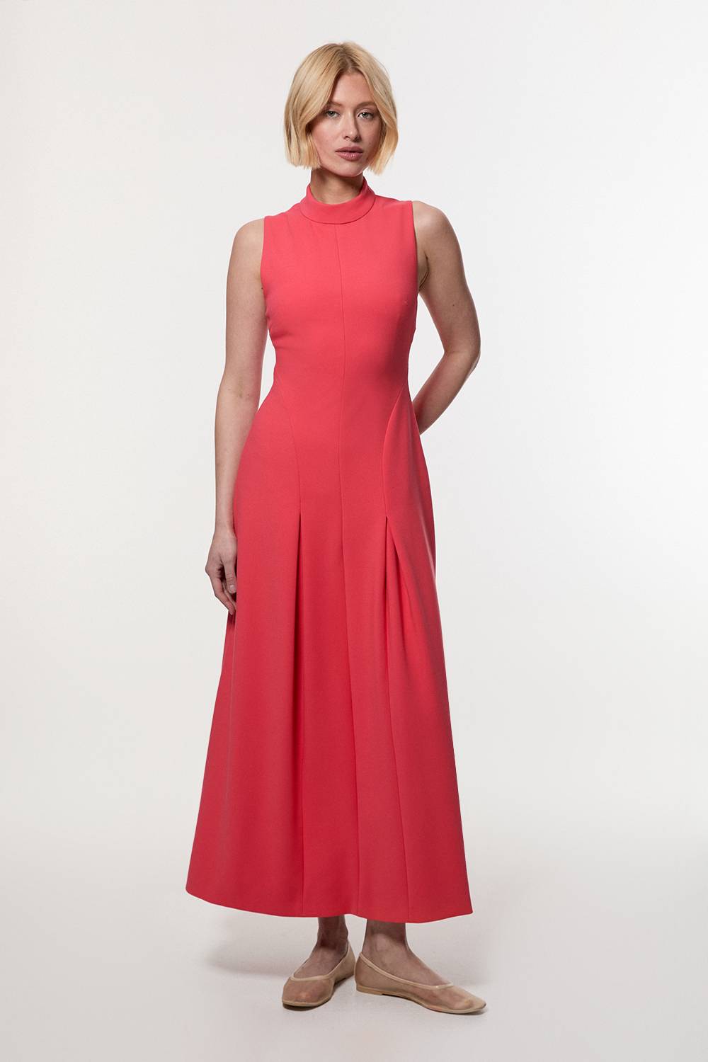 KarenMillen Robe maxi ajustée stretch à encolure haute et dos ouvert