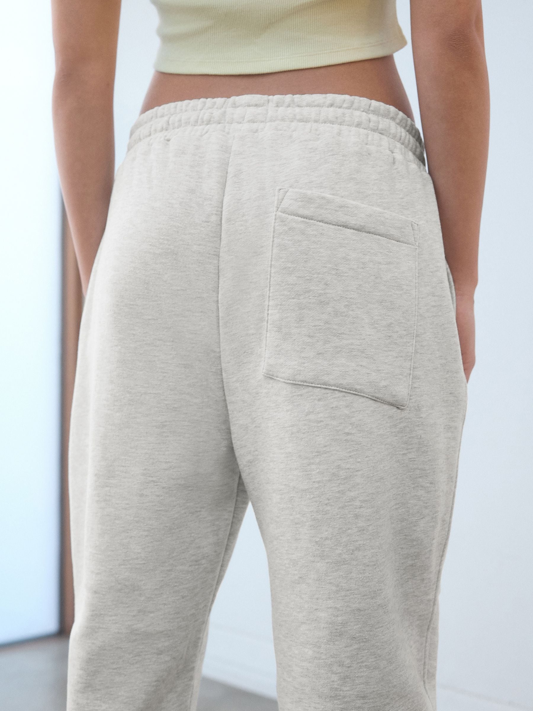 Grijs - Self. joggingbroek met boorden