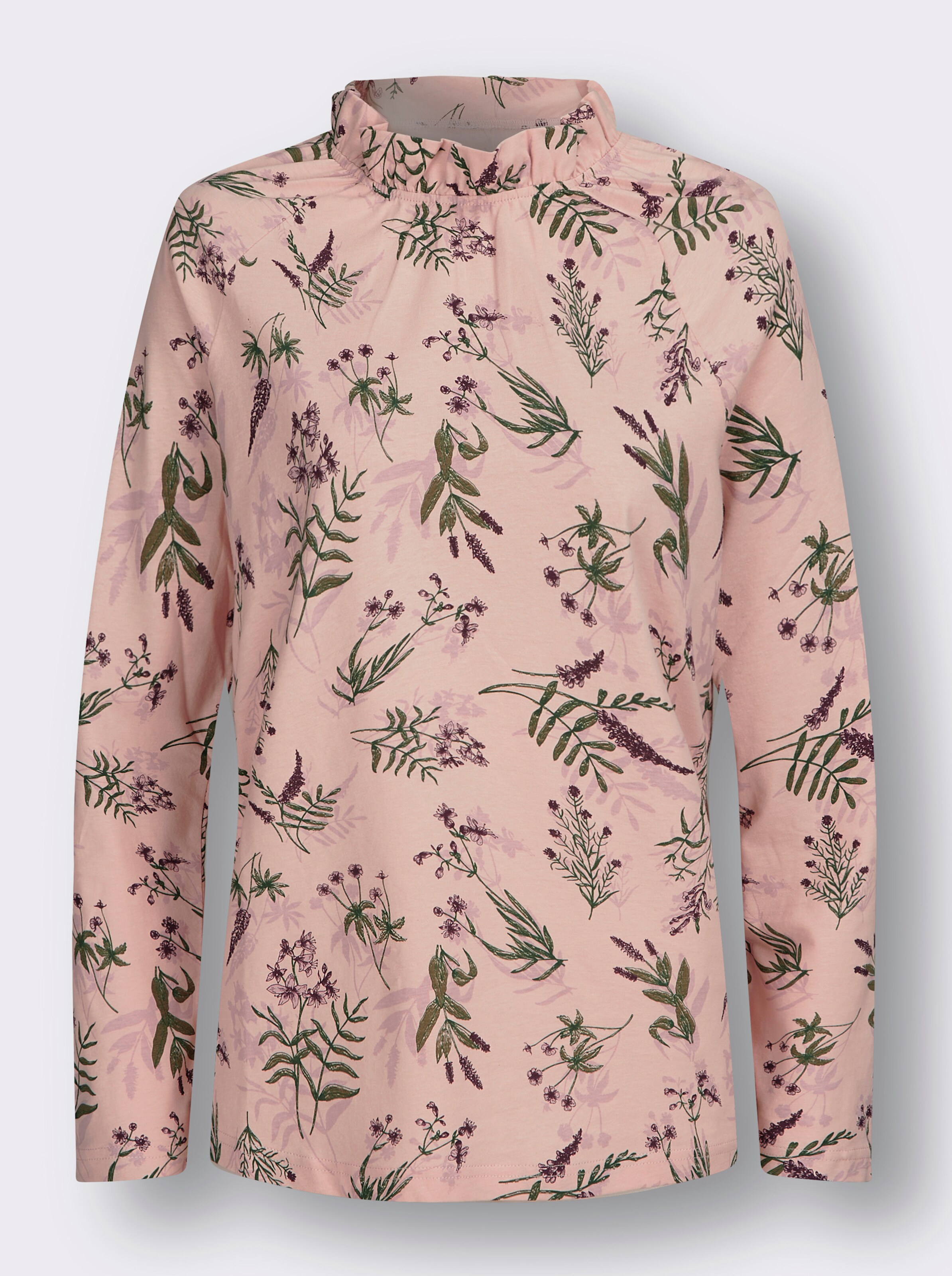 Stehkragenshirt mit Rüschen