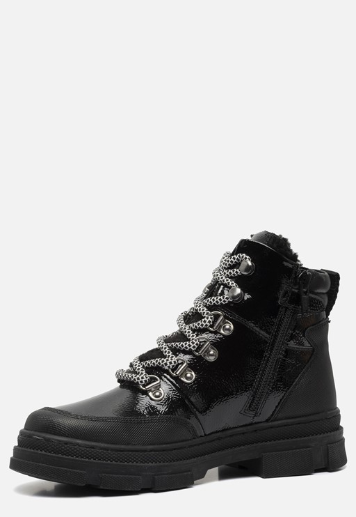 Muyters Veterboots zwart Lakleer