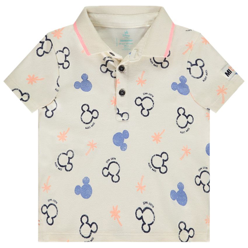 Polo manches courtes imprimé Mickey Disney pour bébé garçon - Ecru