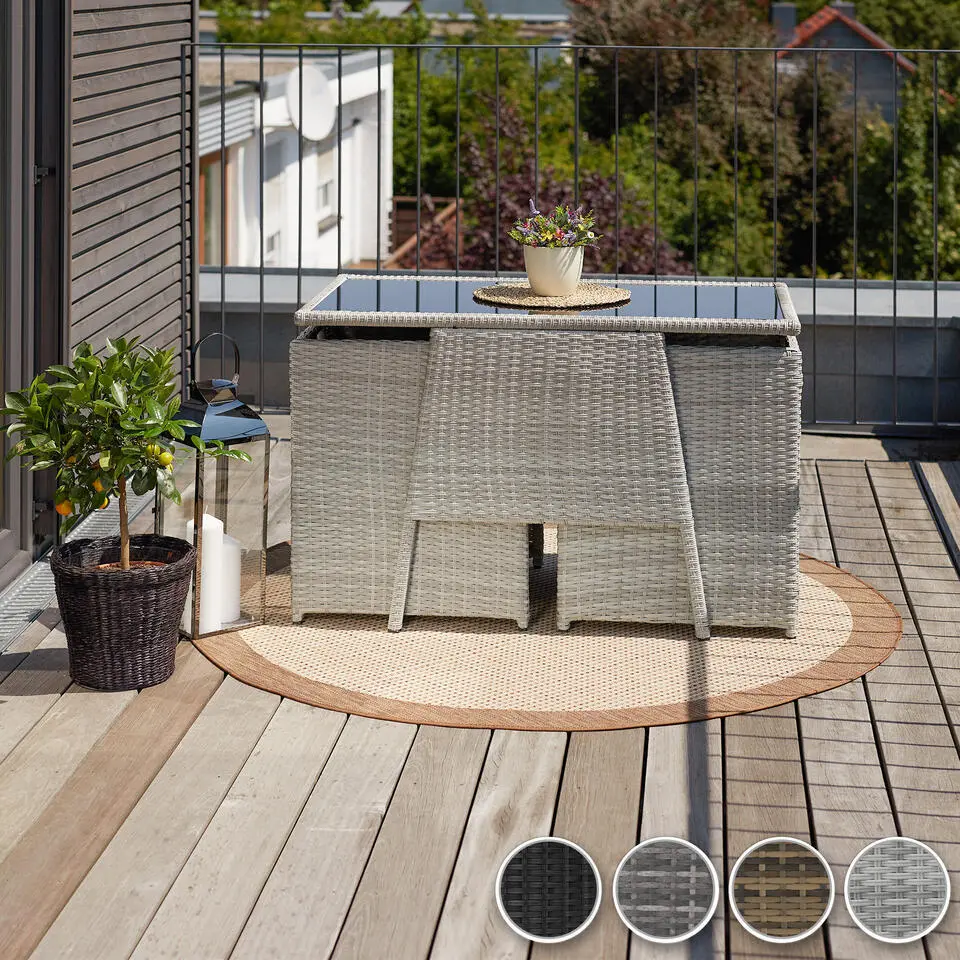 tectake Wicker tuinset Lausanne 2 1 - Grijs