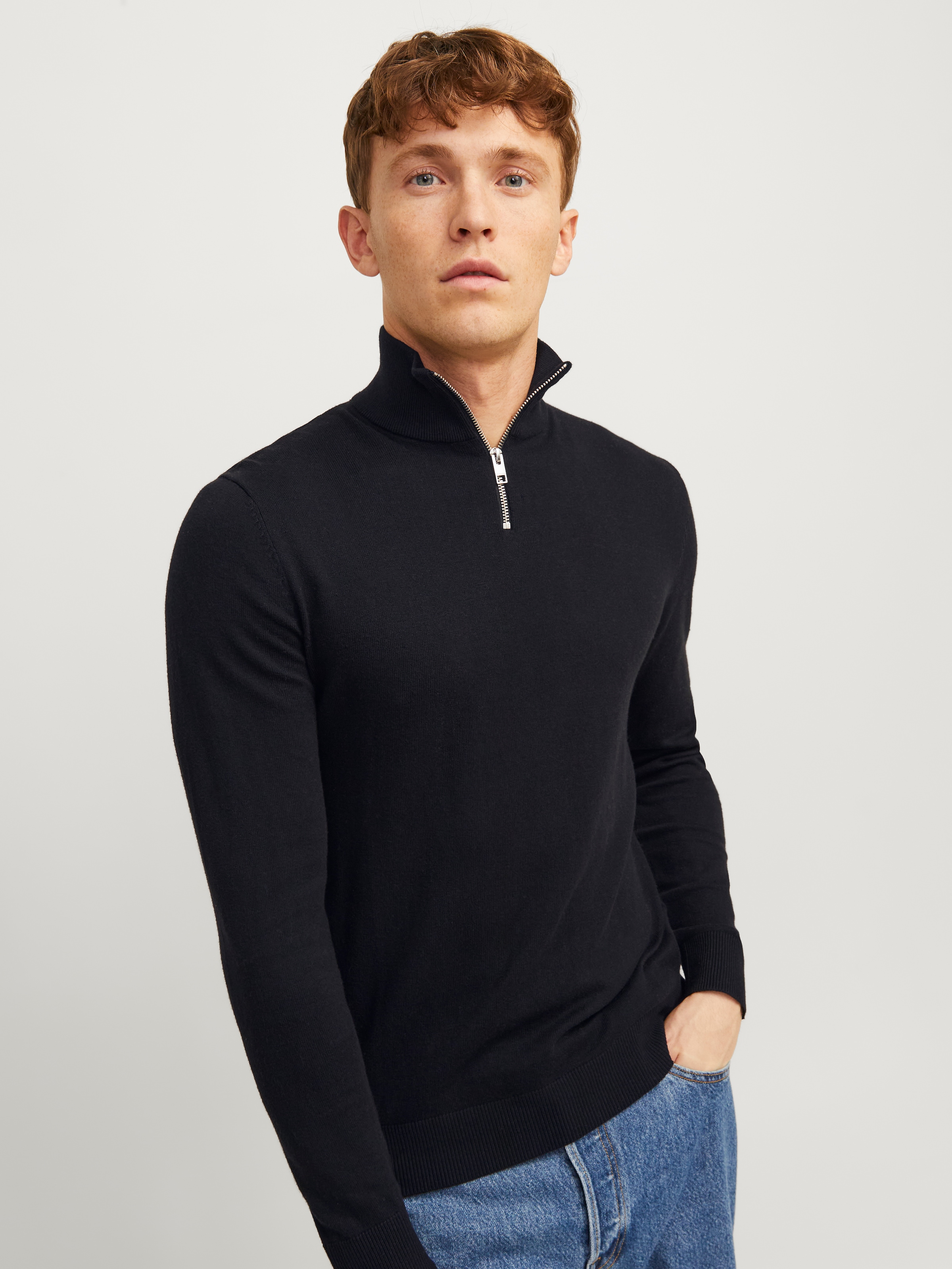 Jack & Jones Strickpullover »EMIL KNIT HALF ZIP«, mit kurzem Reissverschluss im Troyer-Look