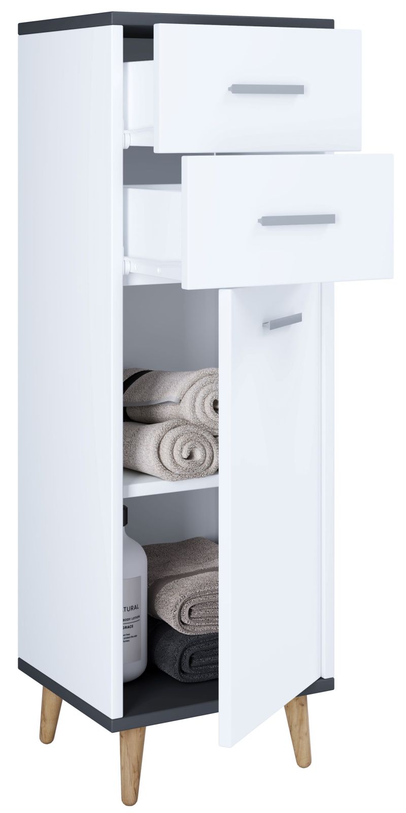 Midischrank LANDOS - weiß-anthrazit - 97 cm hoch
