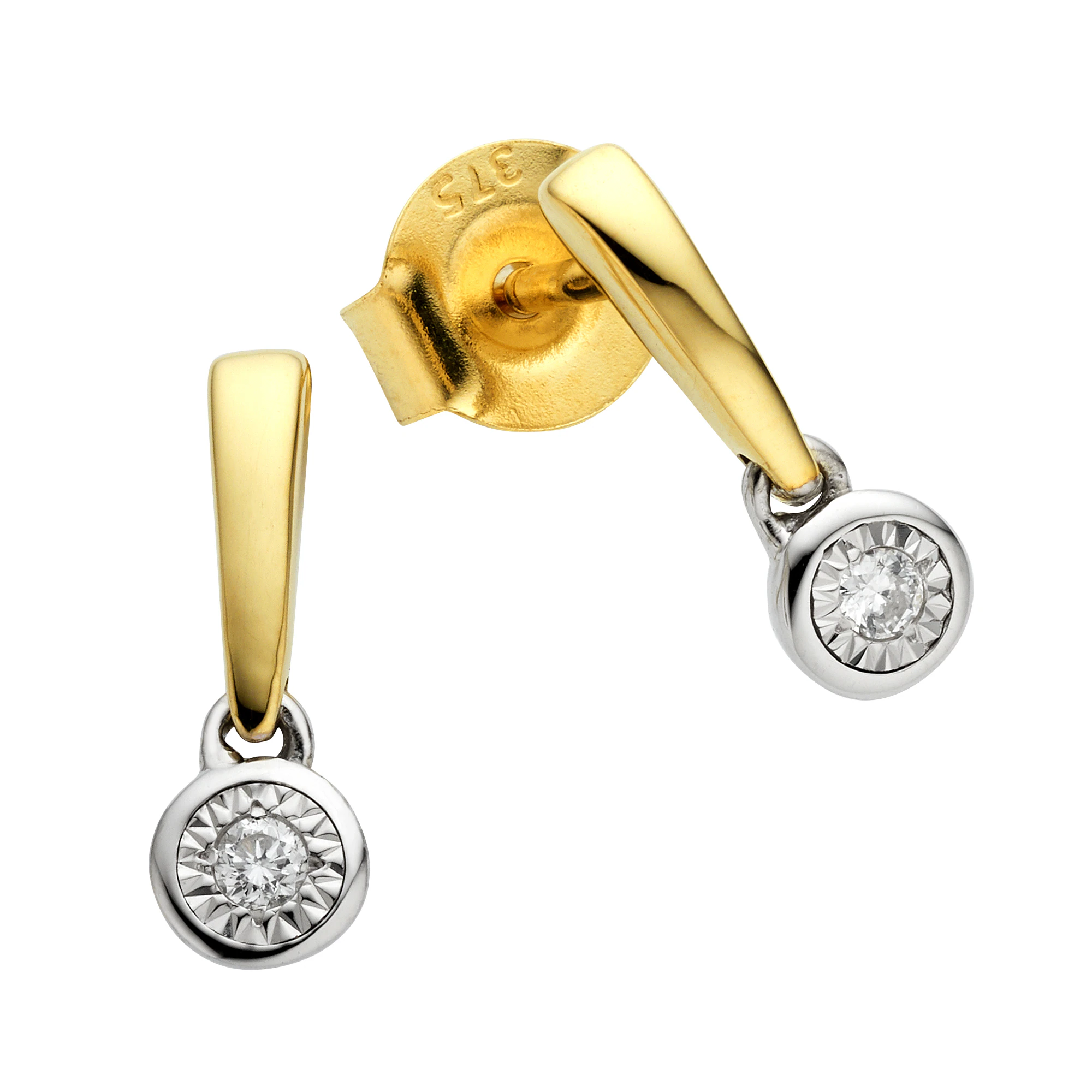 Diamonds by Ellen K. Ohrstecker 375 Gold zweifarbig 2x Brillant 0,03ct.