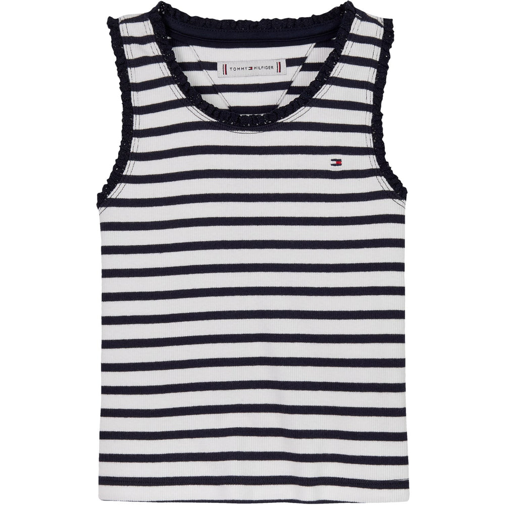 Køb Tommy Hilfiger Dark Night Navy Stripes Essential Rib Lace Tank Top