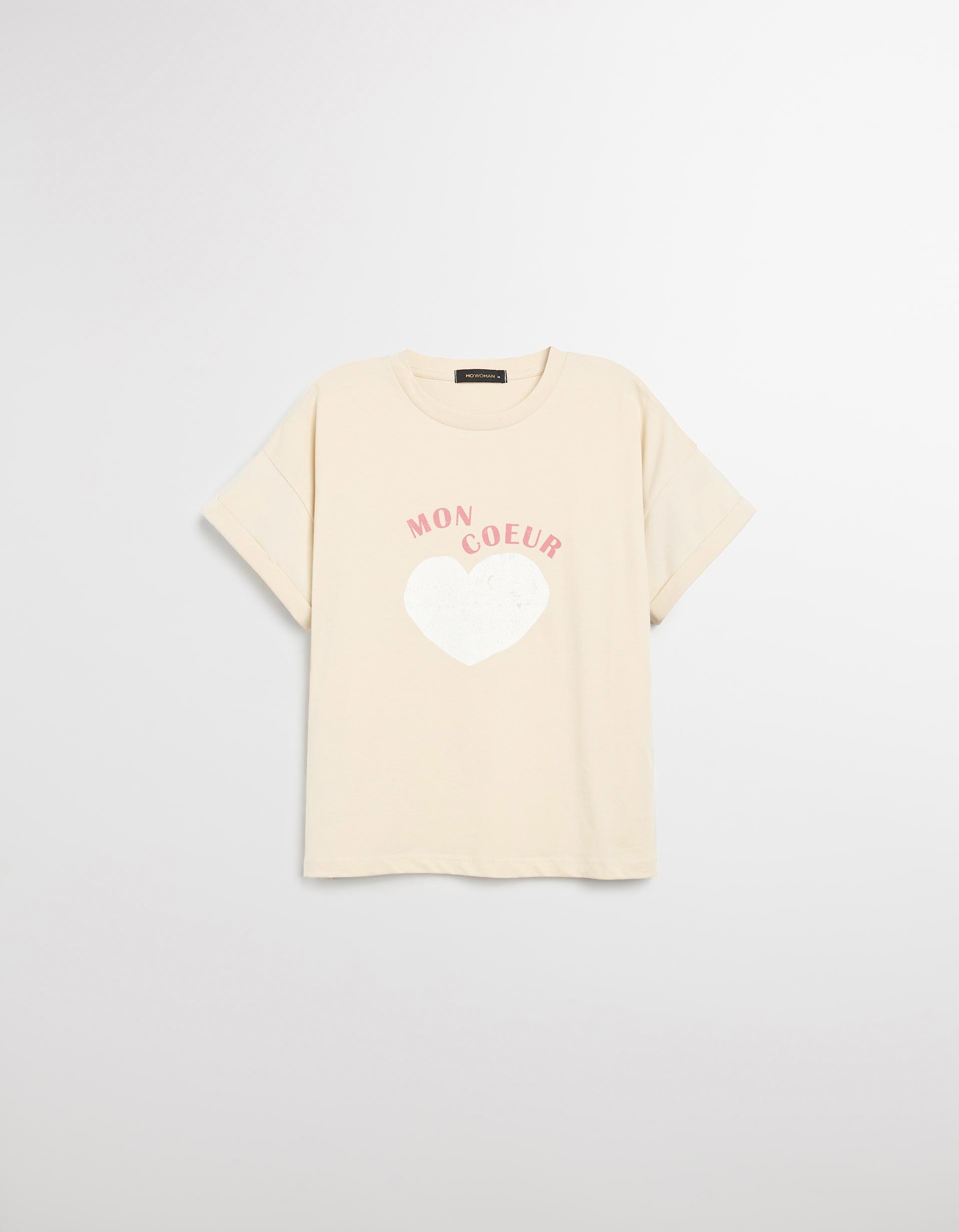 T-shirt Print, Mulher, Bege Claro