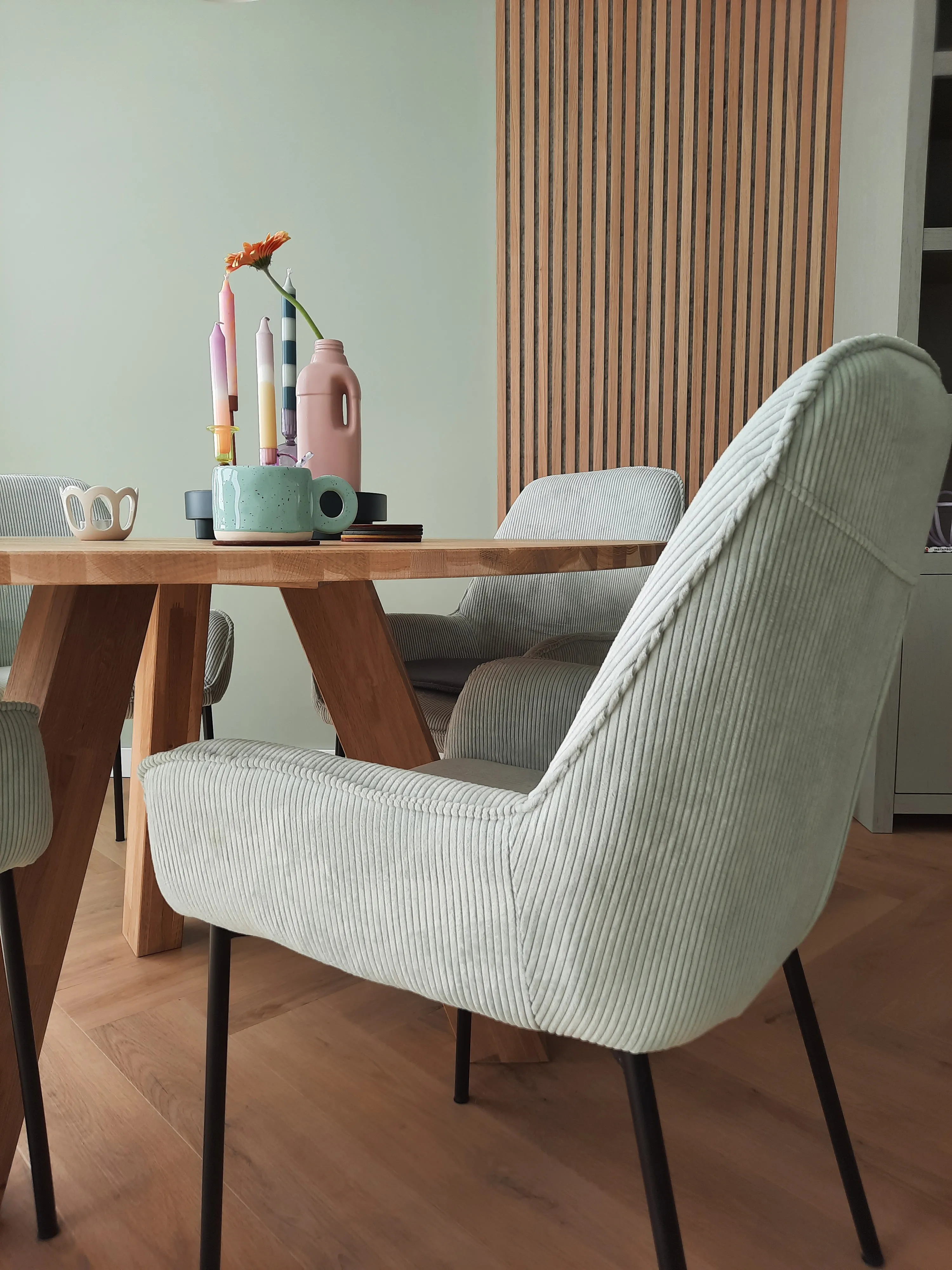 Set van 2 eetkamerstoelen LOVERNA Corduroy Mintgroen