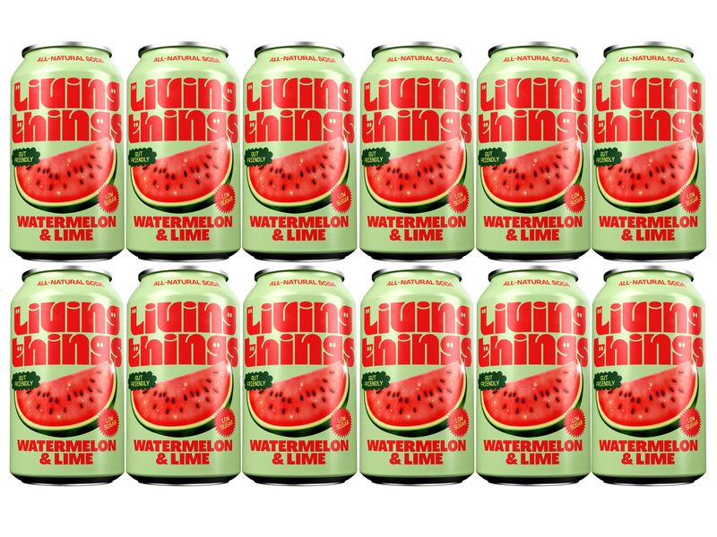 Living Things Soft-Drinks Watermelon & Lime 12 x 0.33 l Natürliche, leicht sprudelnde präbiotische Limonade