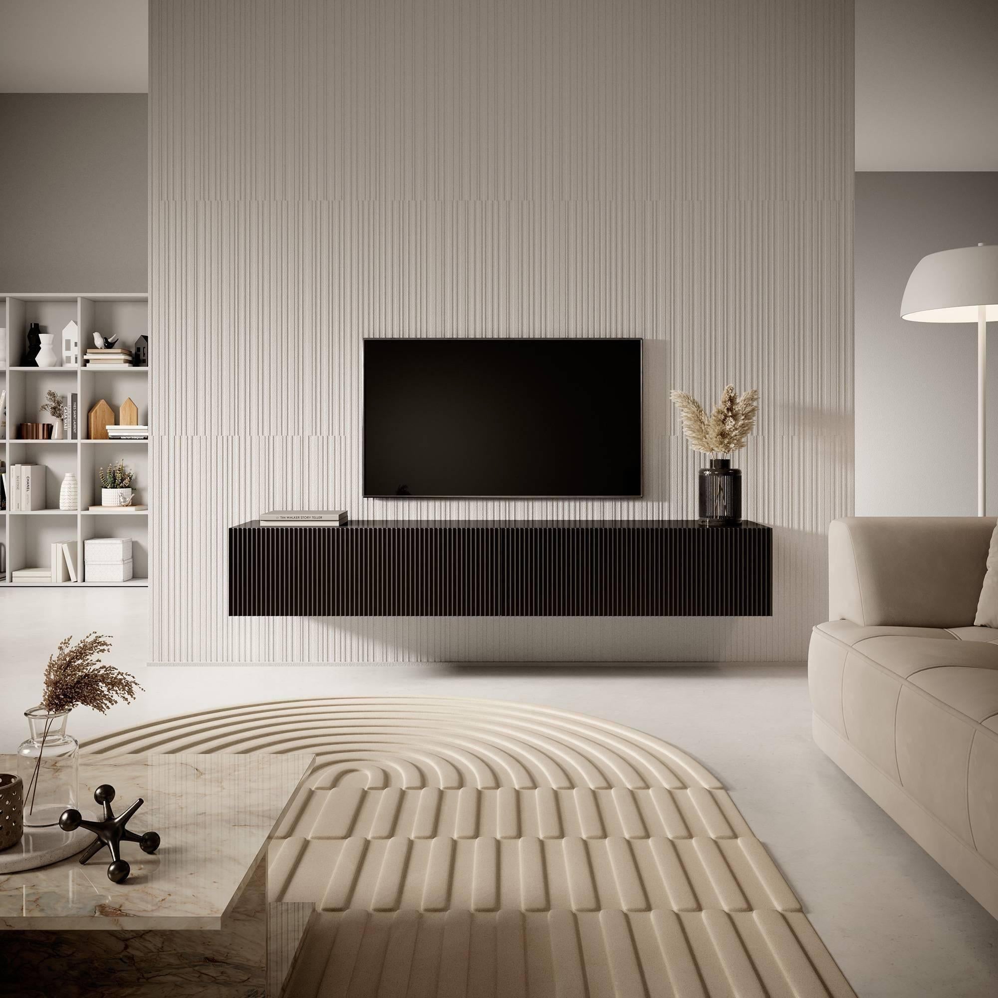 NADUVI Collection Vesper Tv-meubel Zwevend - B 175 cm - Zwart