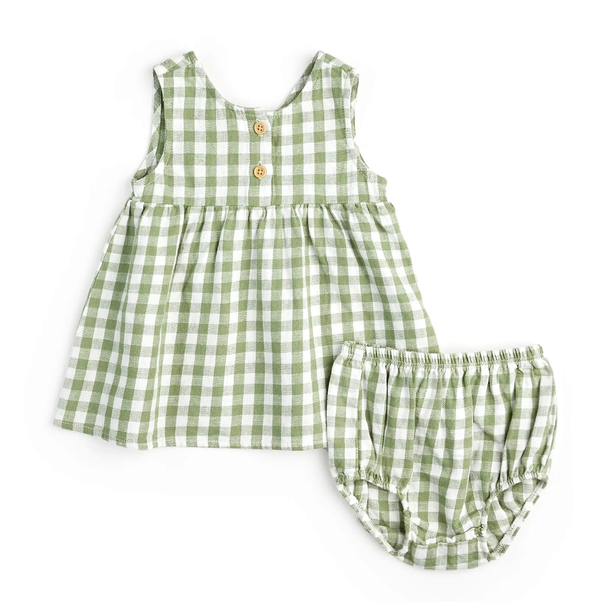 Firsts par Petit Lem Robe Lin Gingham Cactus 3-24mois