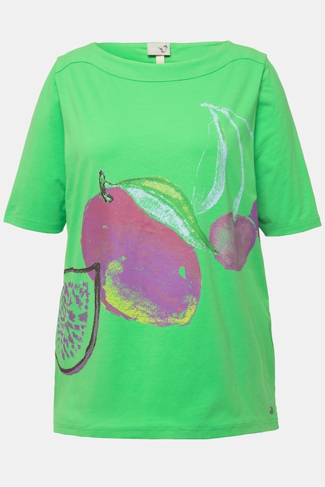 T-Shirt, Früchte, U-Boot-Ausschnitt, Halbarm
