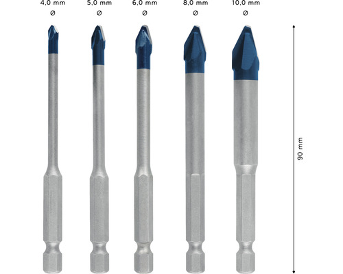 Bosch Expert HardCeramic HEX-9 tegelboorset Ø 4-10mm x 90mm, 5-delig.