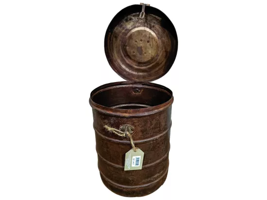 Bidon en métal marron 26x26x35h
