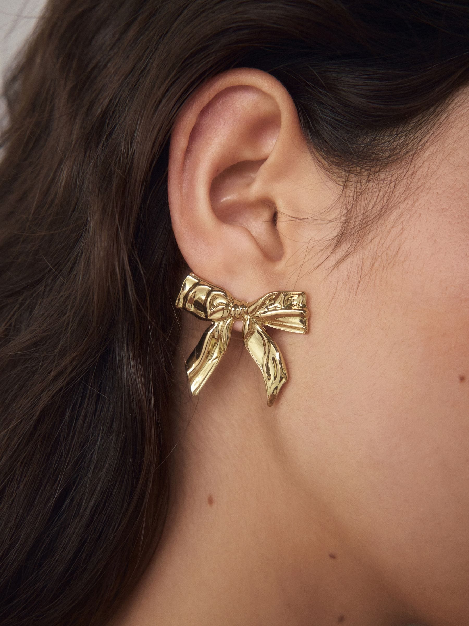 Goudkleurig - Metal Bow Stud Earrings