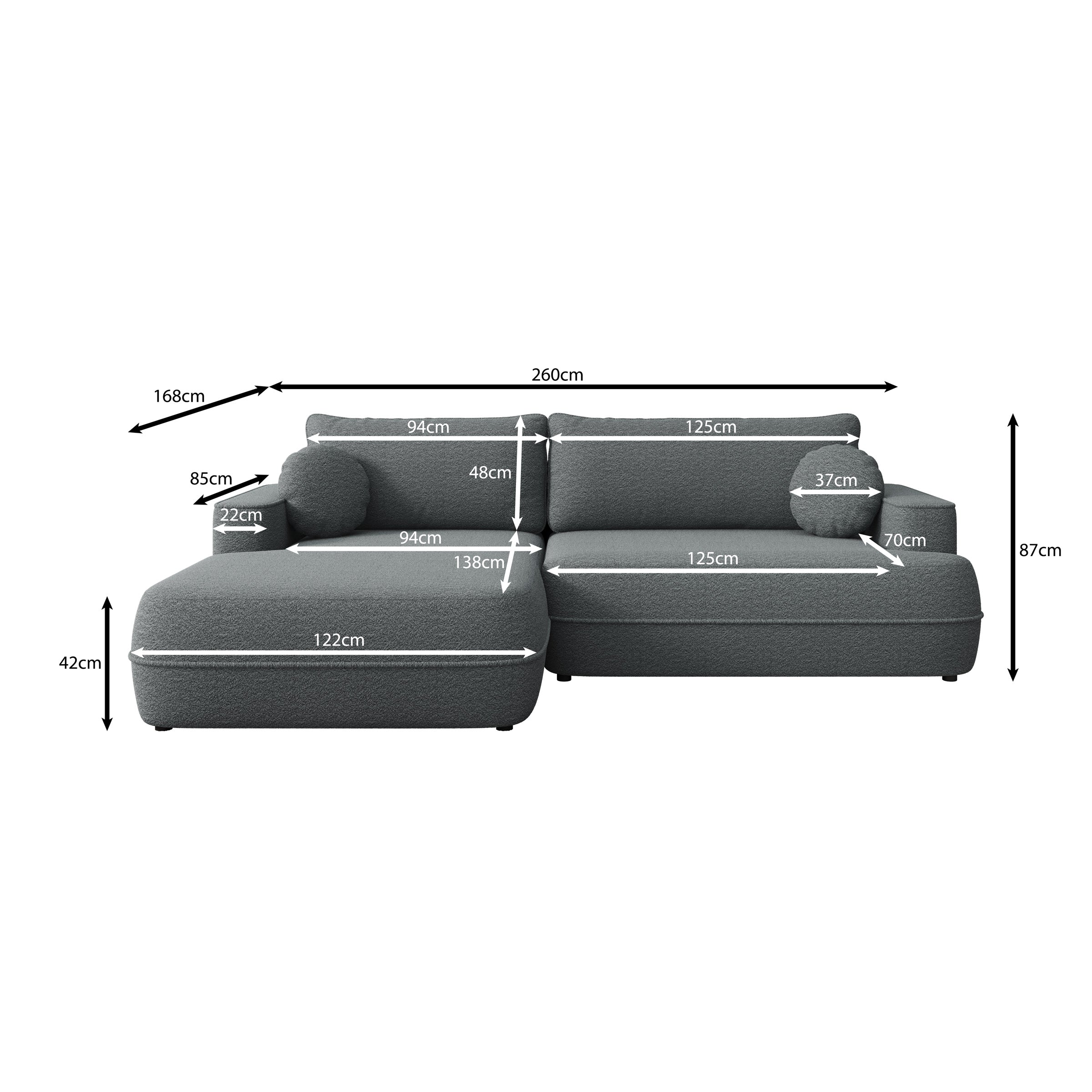 Fensa - Hoekbank 3-zits met chaise longue - Stof beige - Links