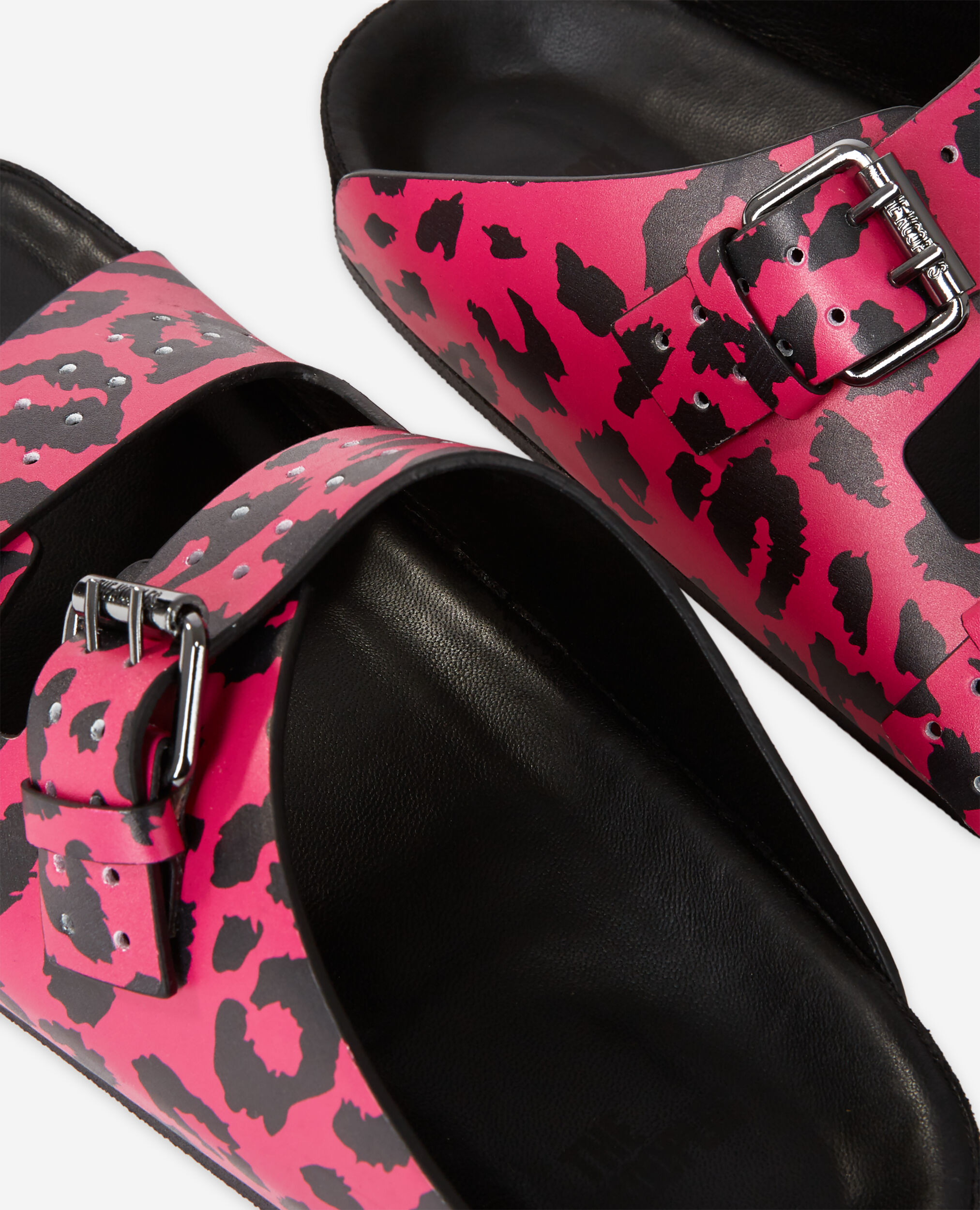 Sandales imprimées à double bride en cuir