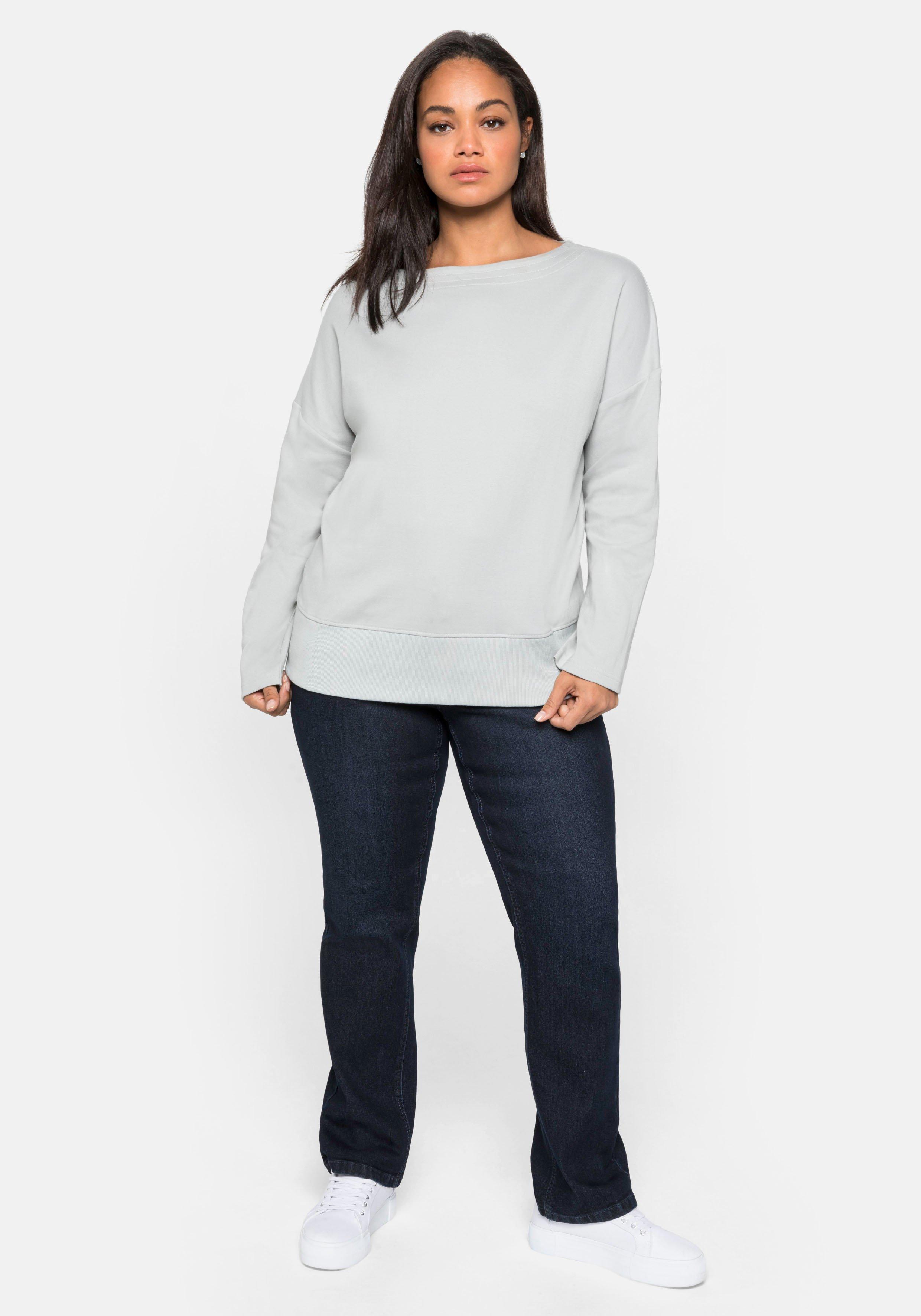 Langarmshirt mit Rippbund am Saum und Ziernähten