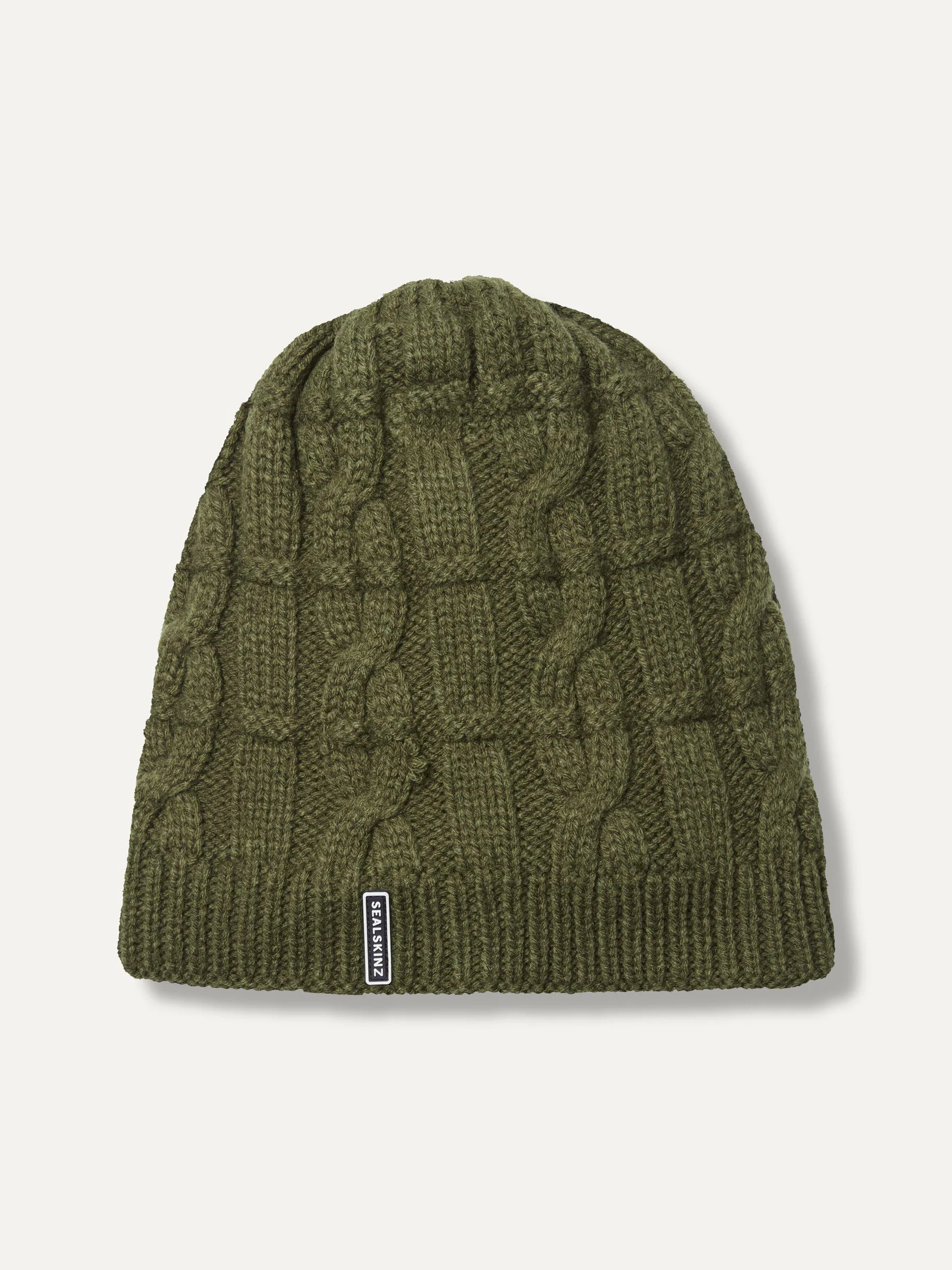 Groen - SEALSKINZ - Blakeney - Waterdichte gebreide beanie-muts met kabelpatroon voor koud weer