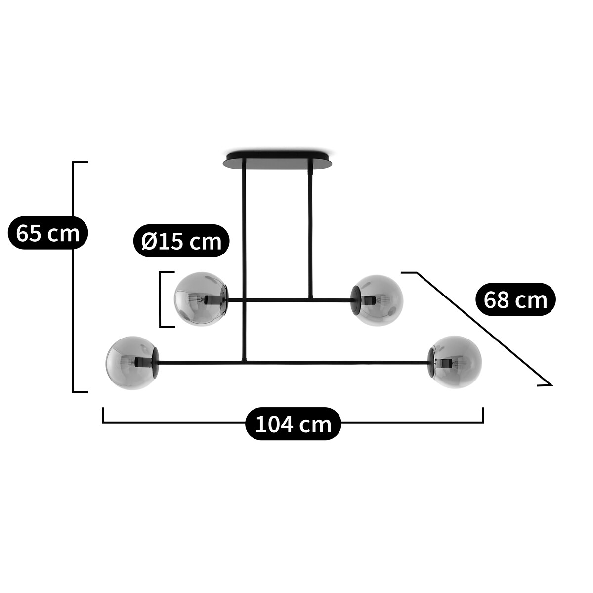 LA REDOUTE INTERIEURS<br>Luminária pendente em metal e vidro fumê, Atea