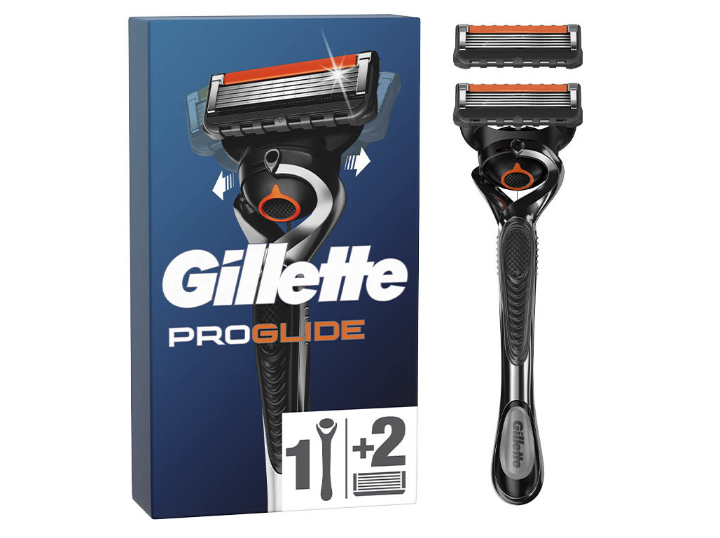 MÁQUINA DE BARBEAR COM 2 RECARGAS DE LÂMINAS PROGLIDE GILLETTE