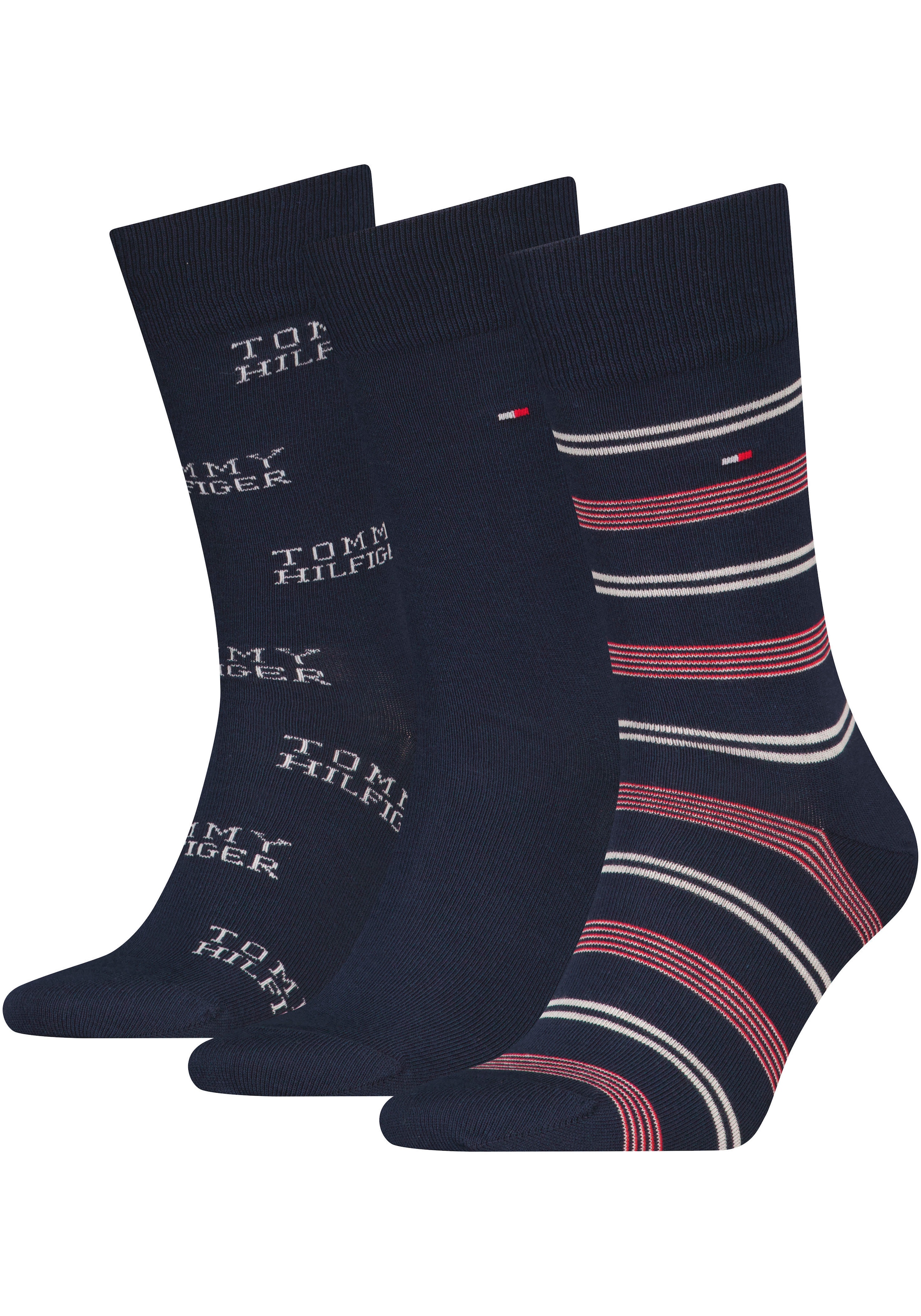 Tommy Hilfiger Socken 3 Paar tlg. mit auffälliger Musterung, Geschenkbox