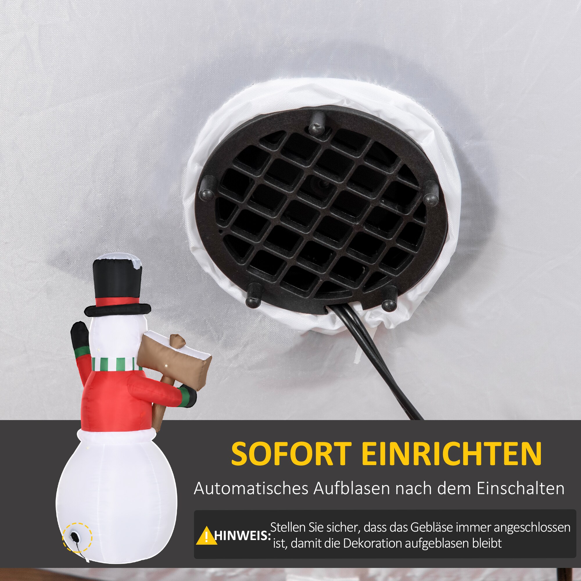 Outsunny Aufblasbare Weihnachtsdekoration mit Sandsack weiß 103L x 70B x 180H cm
