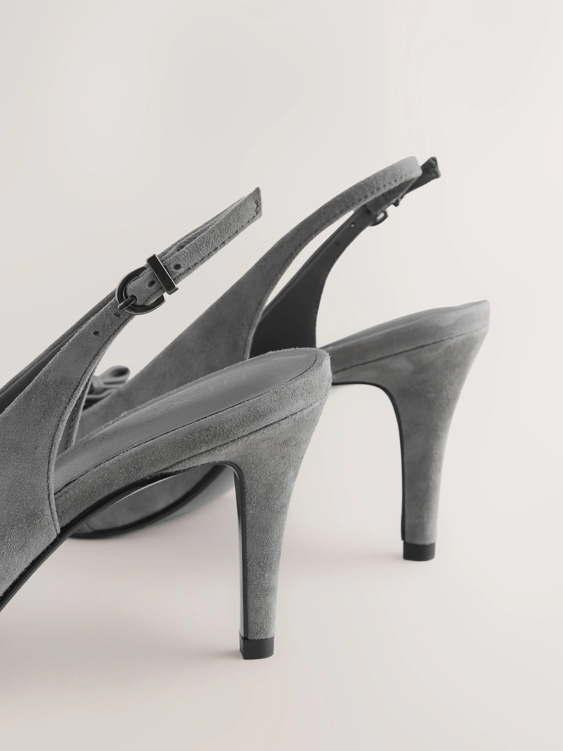 Grijs  suède - Forever Comfort® Leather Pointed Cutout Bow Slingback Heels