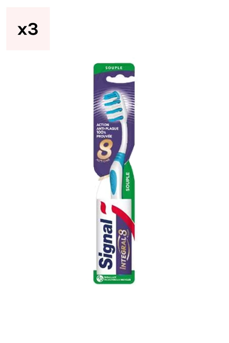 Brosses à dents - Actions souple - Intégral 8 - 3 unités