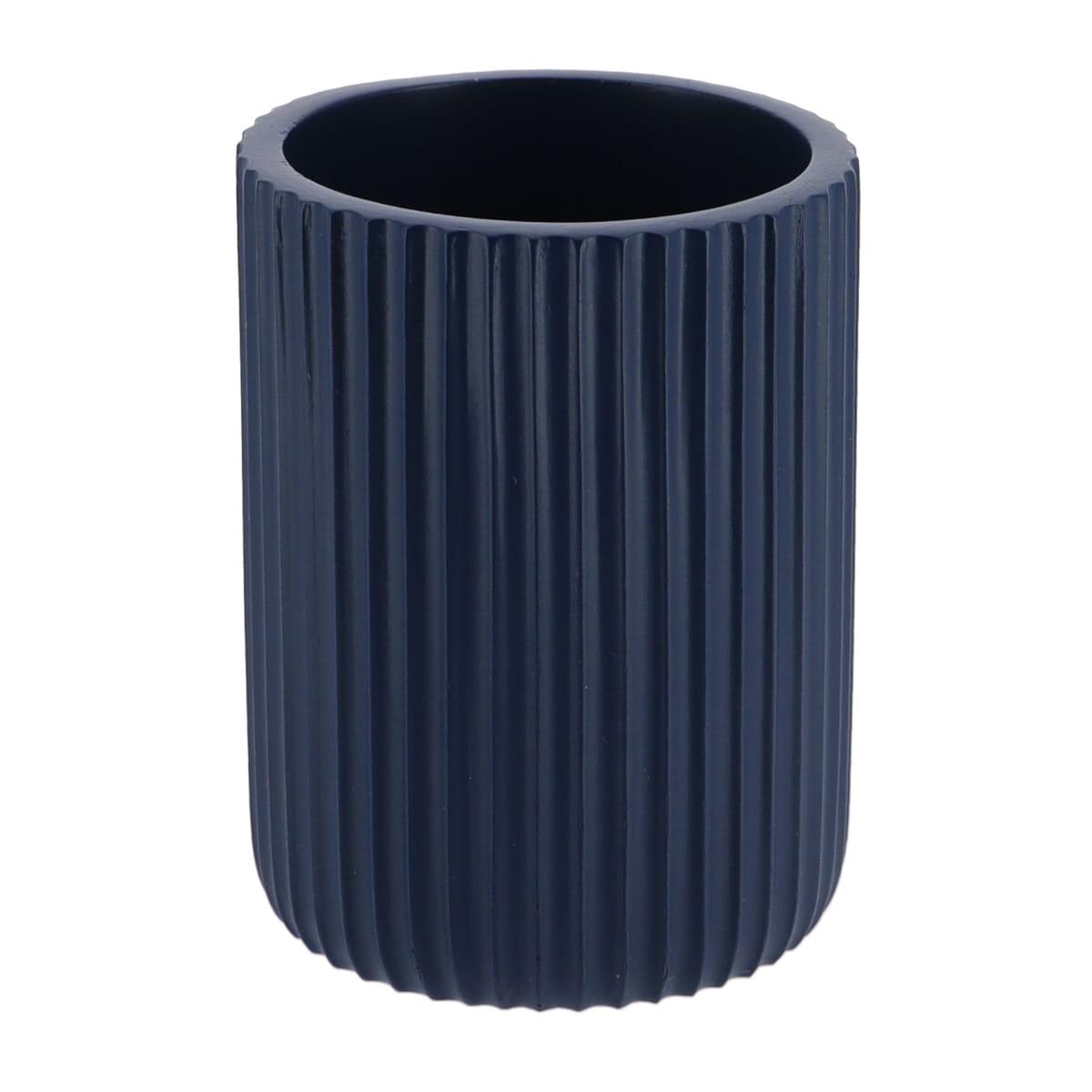 GOBELET STRIE ARRONDI POLYRESINE BLEU MARINE