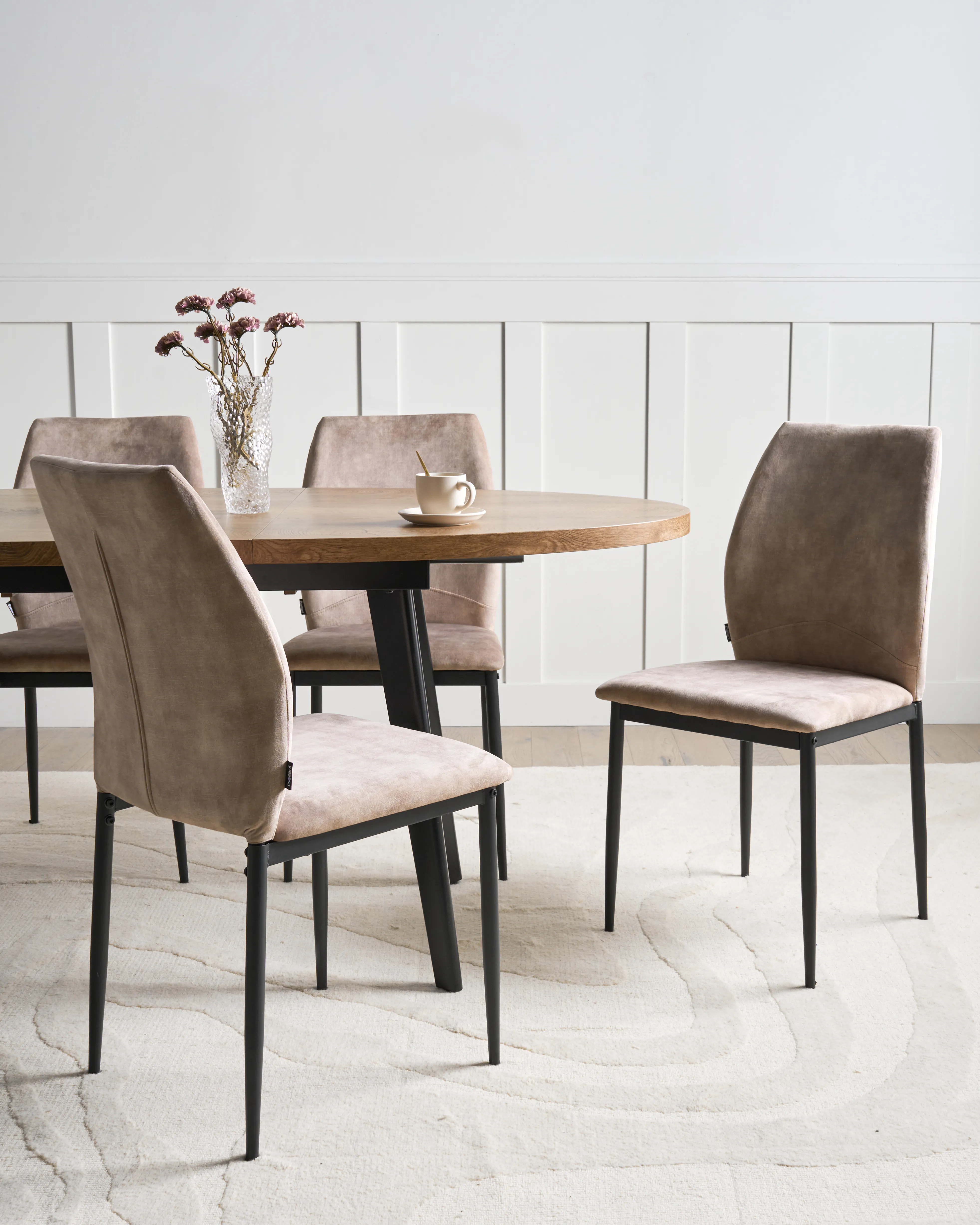 Set van 4 eetkamerstoelen ROCHEPORT Stof Taupe