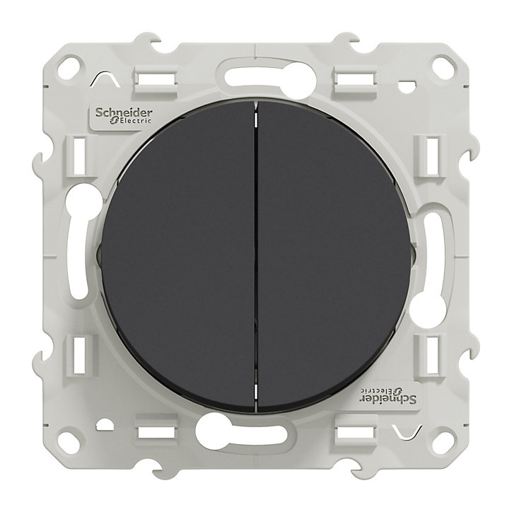 Mécanisme interrupteur double va-et-vient Schneider Electric Odace anthracite