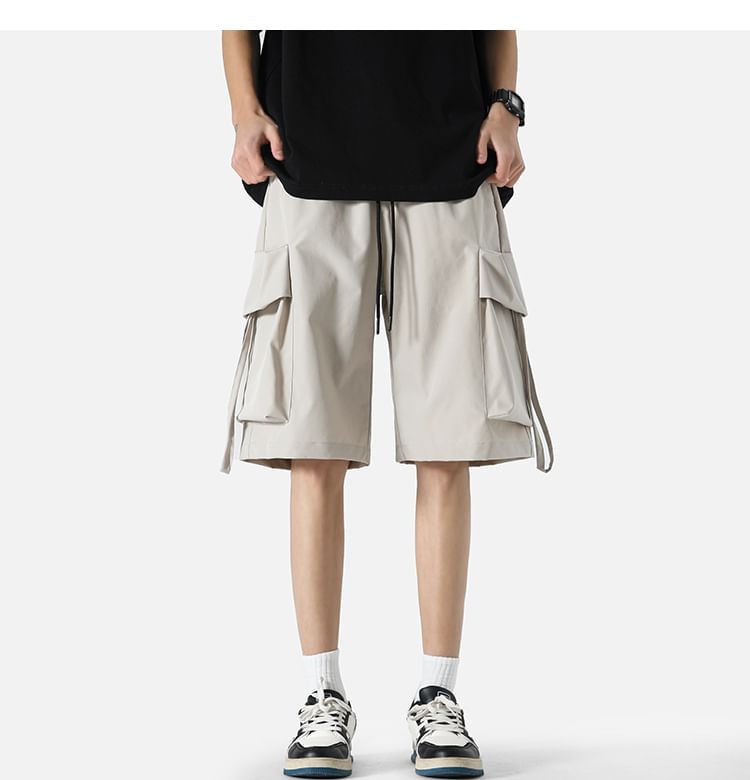 Cowpow - Mid Rise Plain Cargo Shorts