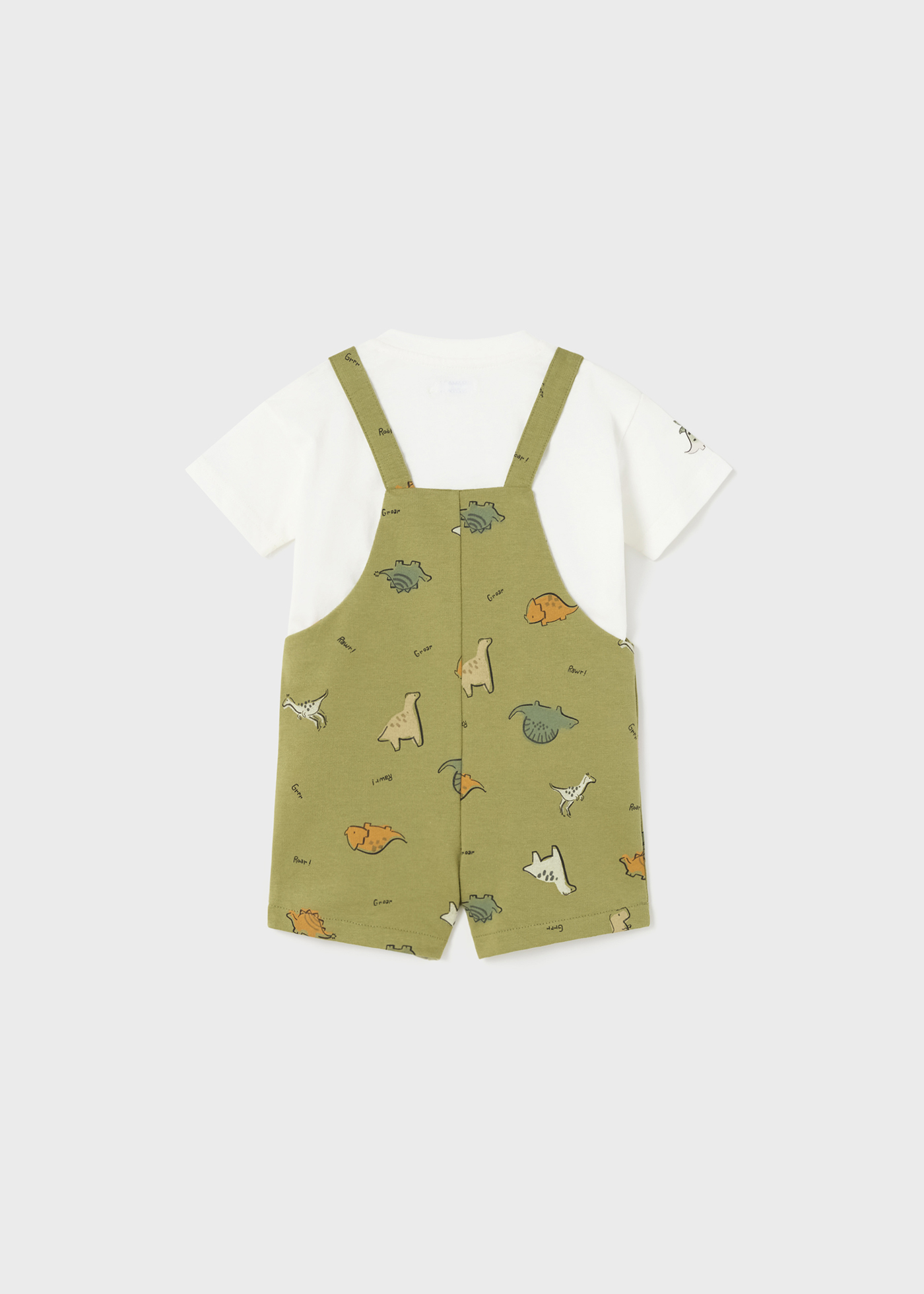 Conjunto de duas peças com camiseta estampada e jardineira para bebê