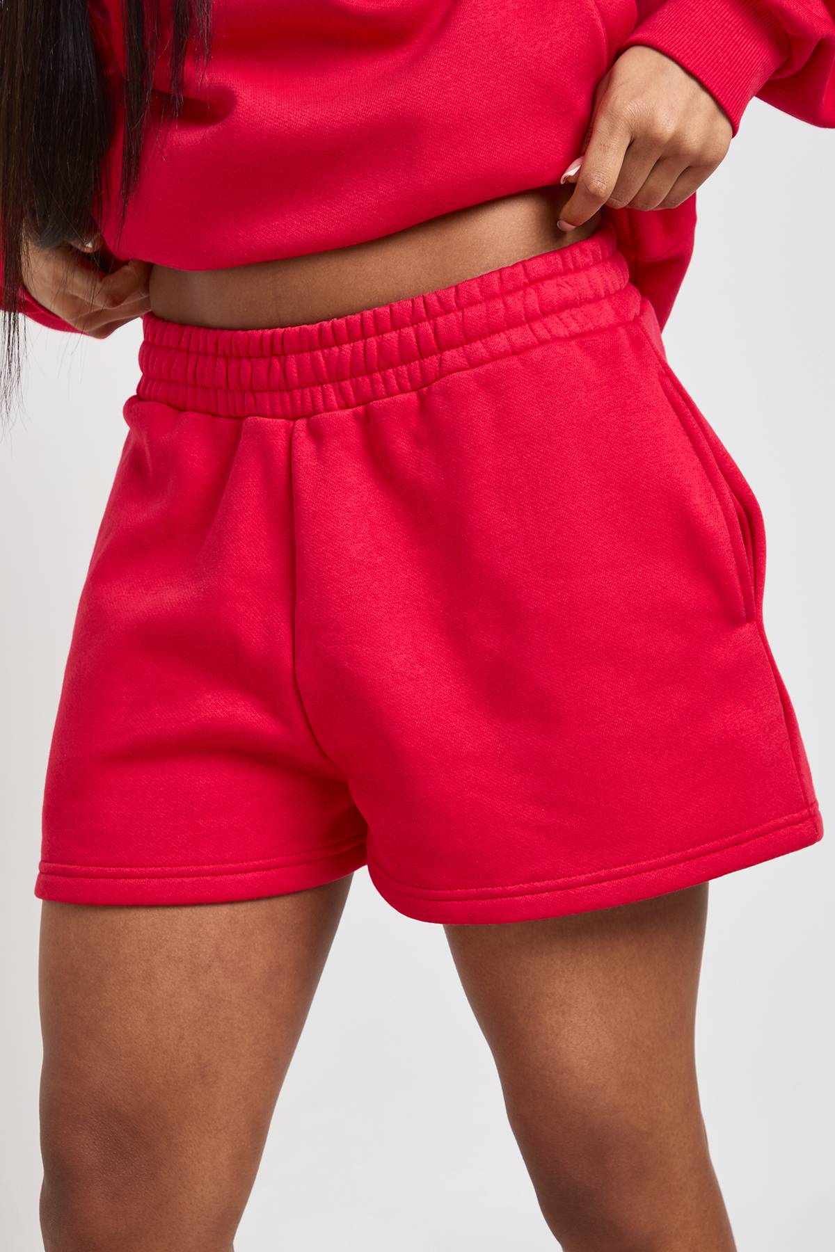 boohoo Short En Molleton Taille Haute Avec Cordon De Serrage Interne