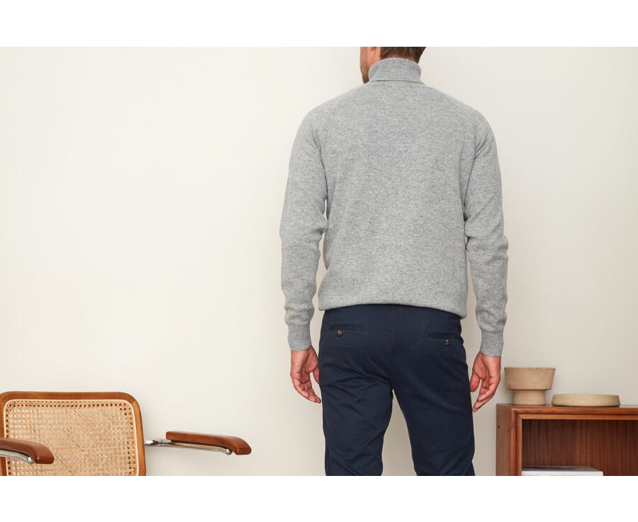 Pull col roulé homme laine Gris Chiné - EMERSTON