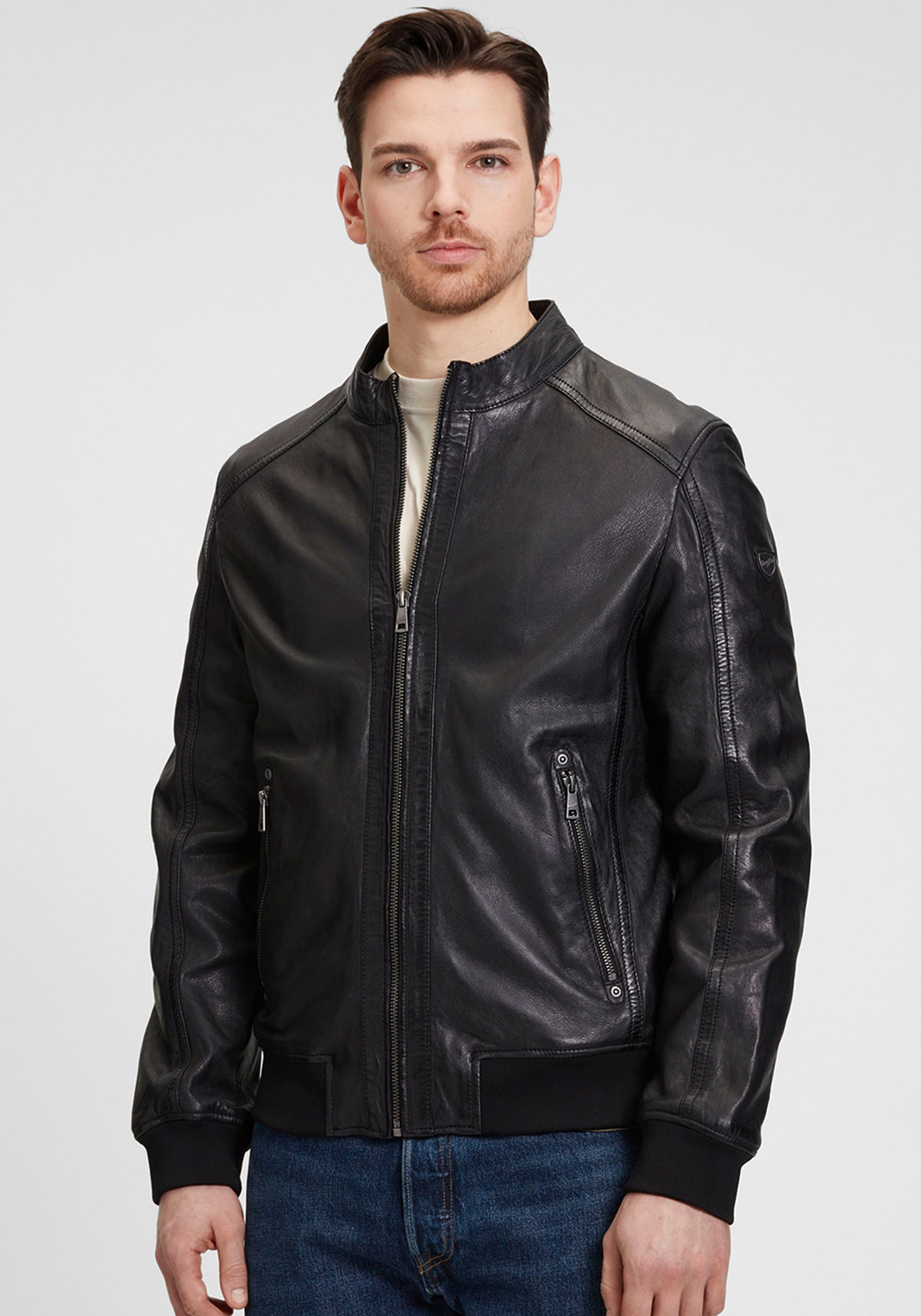 Mauritius Lederjacke »MMGoran« mit Stehkragen, Reissverschluss, Strickbündchen