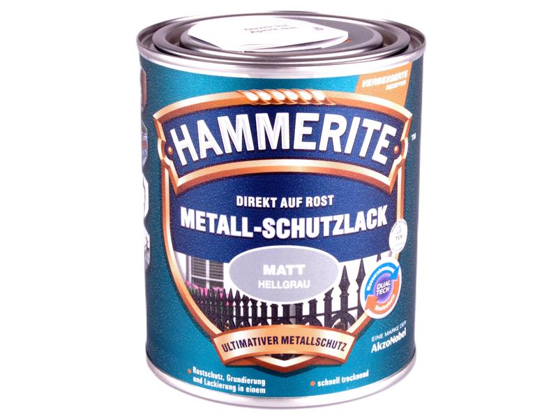 Hammerite Metall-Schutzlack Matt Hellgrau, 750 ml Direkt-auf-Rost-Metallschutzlack mit Matt-Effekt
