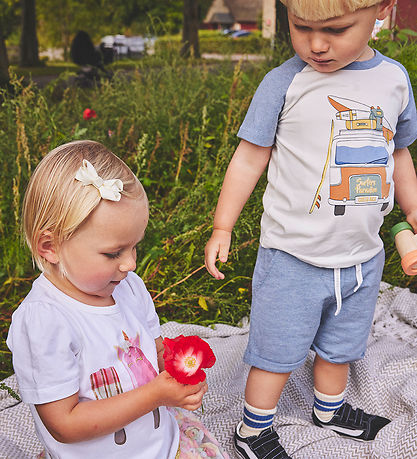 Hust and Claire T-shirt - HCAncher - Blåe Fog Melange m. print