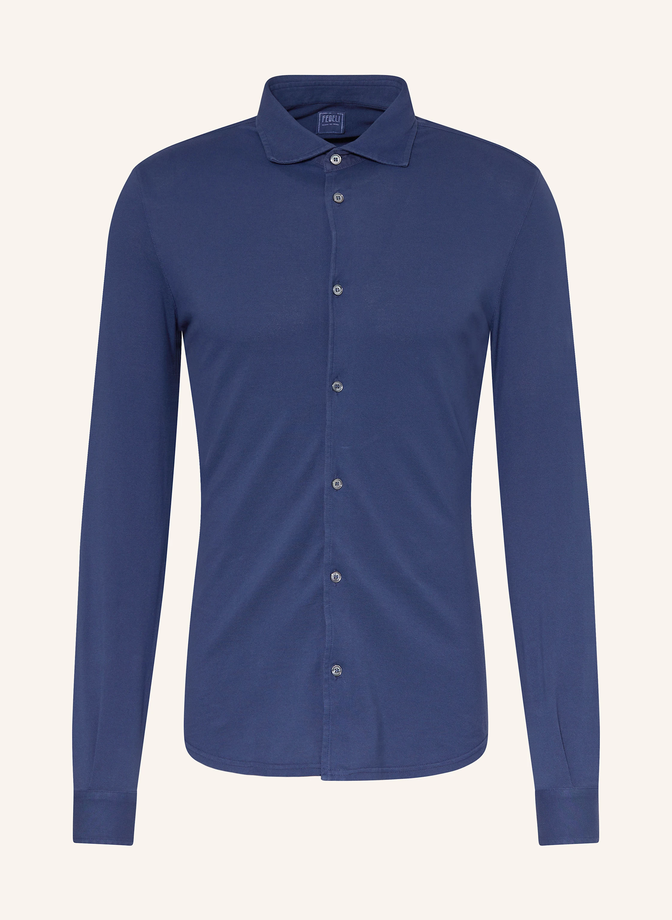 FEDELI Piqué-Hemd Custom Fit