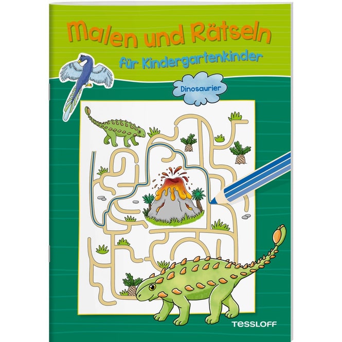 Malen und Rätseln für Kindergartenkinder - Dinosaurier
